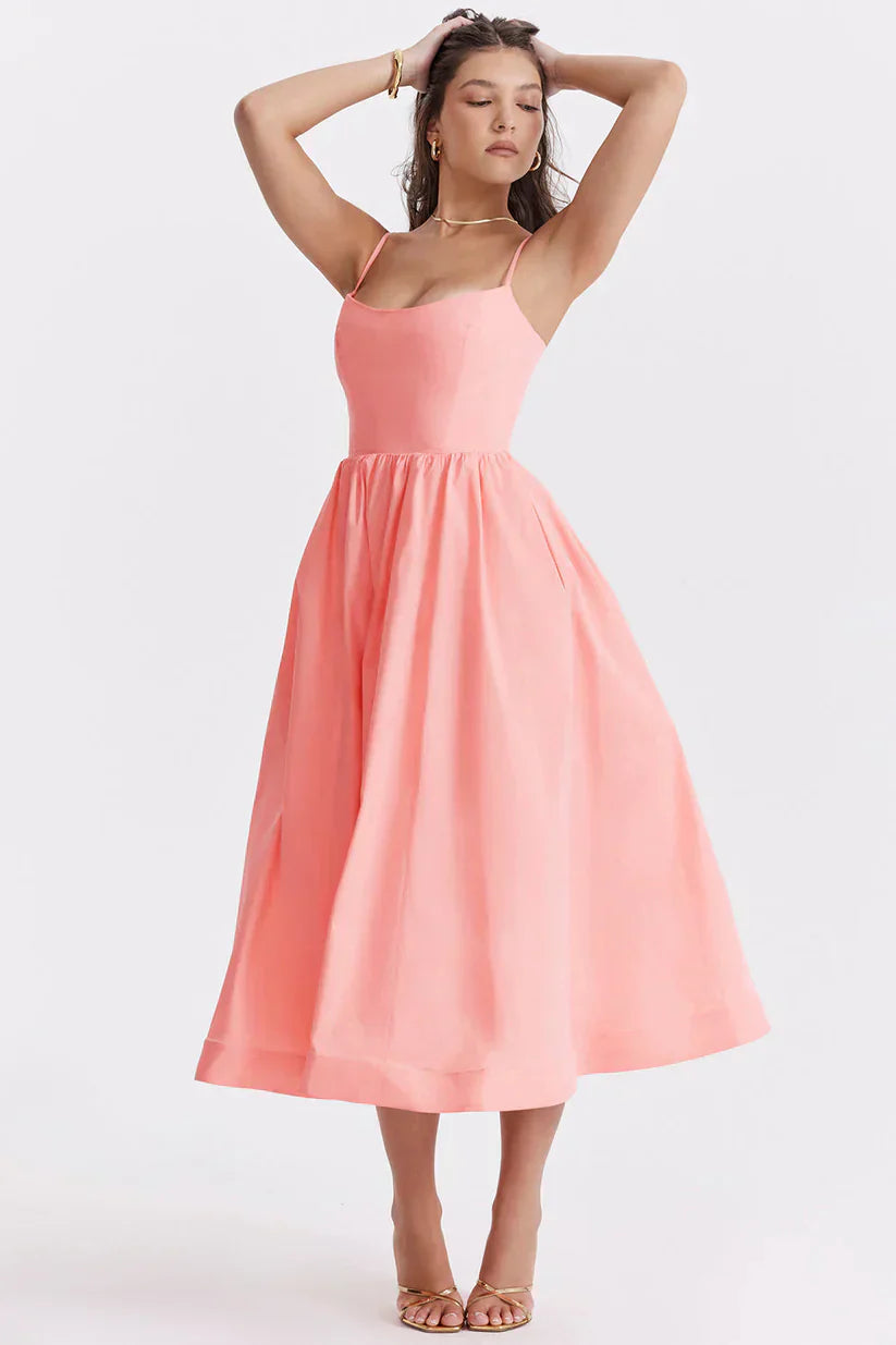 Women’s Sleeveless Midi Dress – Elegant Fitted Summer Dress
