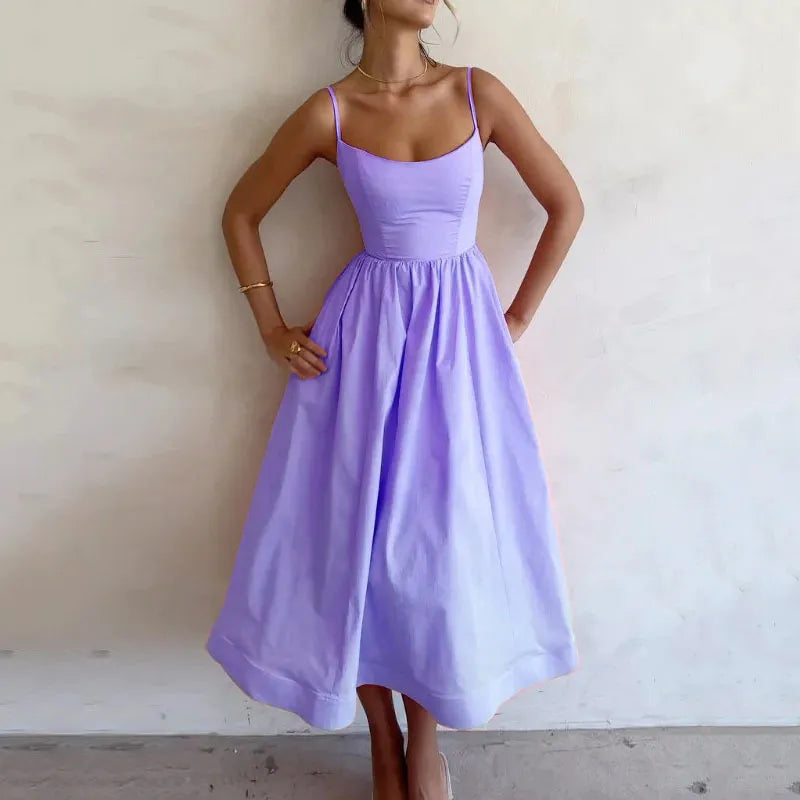 Women’s Sleeveless Midi Dress – Elegant Fitted Summer Dress