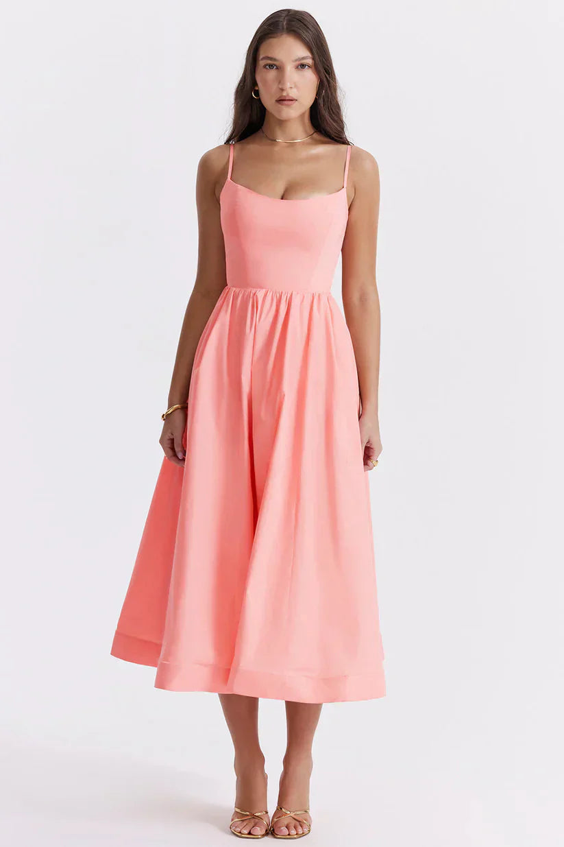 Women’s Sleeveless Midi Dress – Elegant Fitted Summer Dress