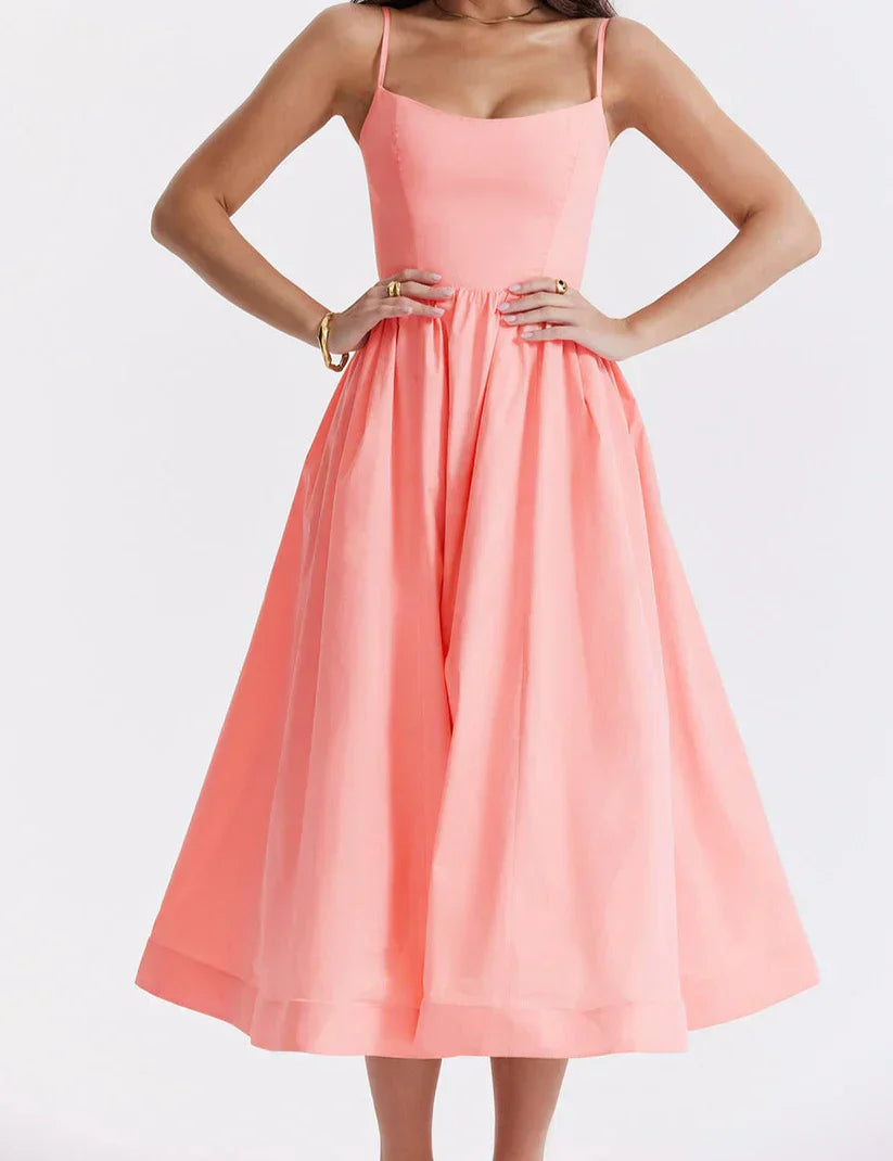 Women’s Sleeveless Midi Dress – Elegant Fitted Summer Dress