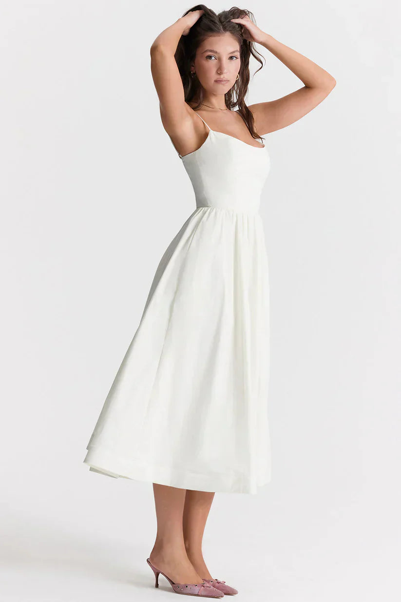 Women’s Sleeveless Midi Dress – Elegant Fitted Summer Dress