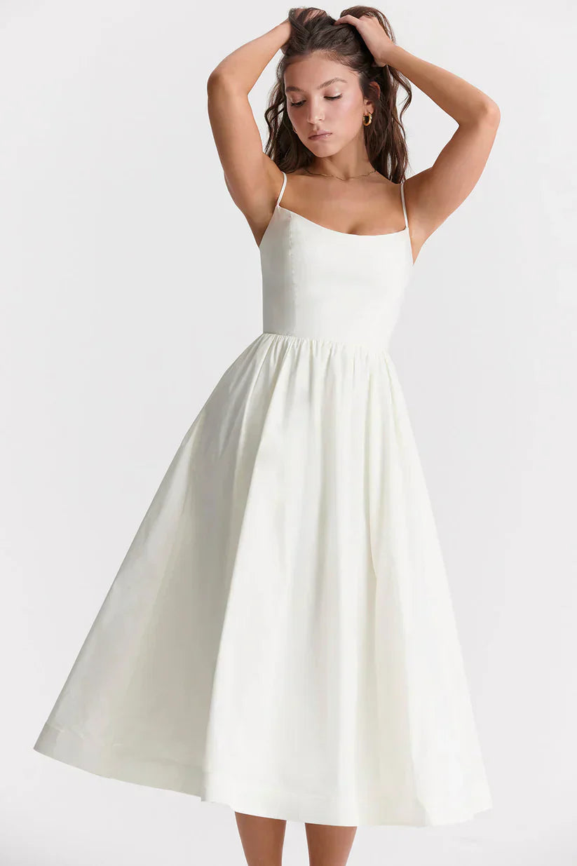 Women’s Sleeveless Midi Dress – Elegant Fitted Summer Dress